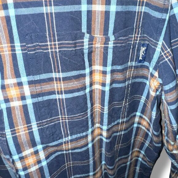 Woolrich 90s Blue Plaid Button Down Shirt Sz M - Picture 3 of 7